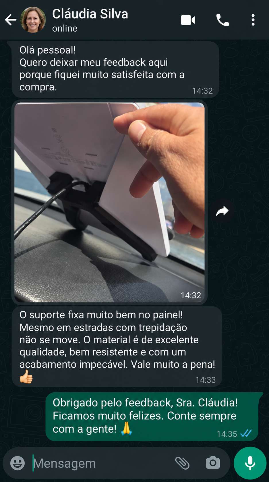 Depoimento de cliente da Star Shopp mostrando o produto recebido