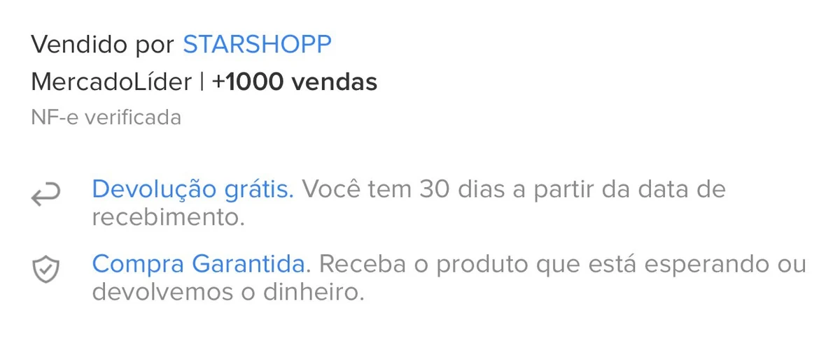 Histórico da Star Shopp no Mercado Livre